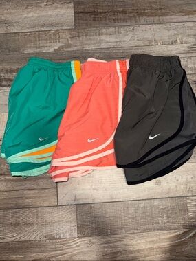Nike Athletic Shorts Trio - Teal, Coral & Charcoal